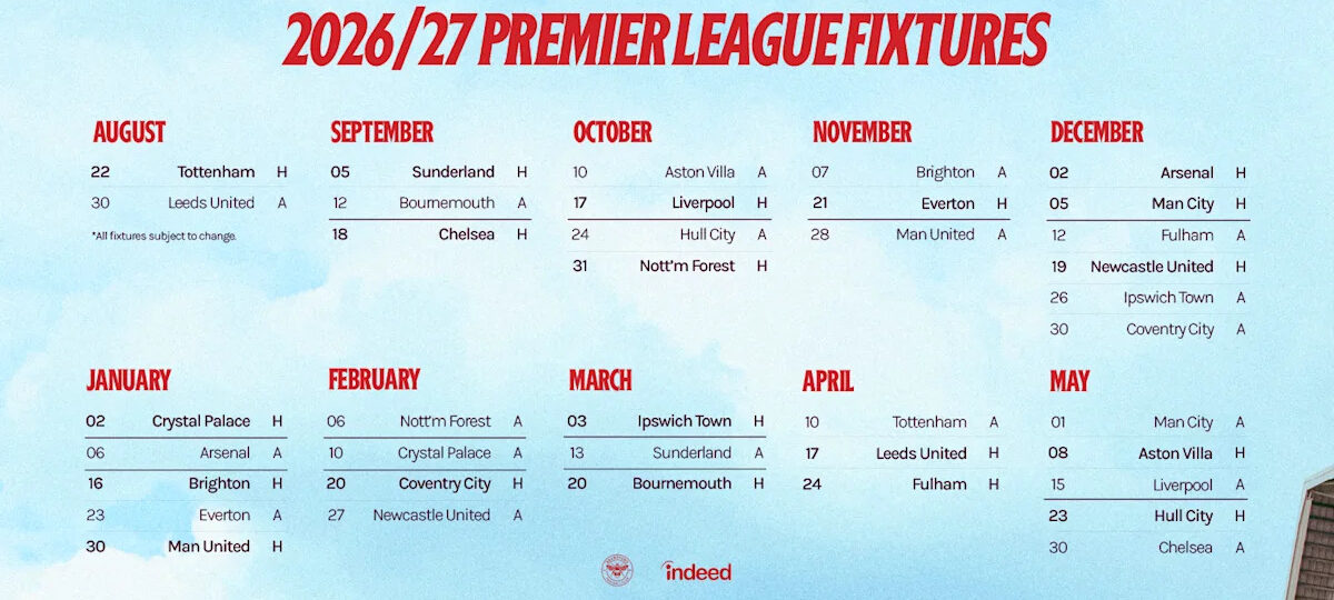 Premier League fixtures poster available in free Eintracht Frankfurt programme