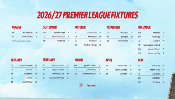 Premier League fixtures poster available in free Eintracht Frankfurt programme