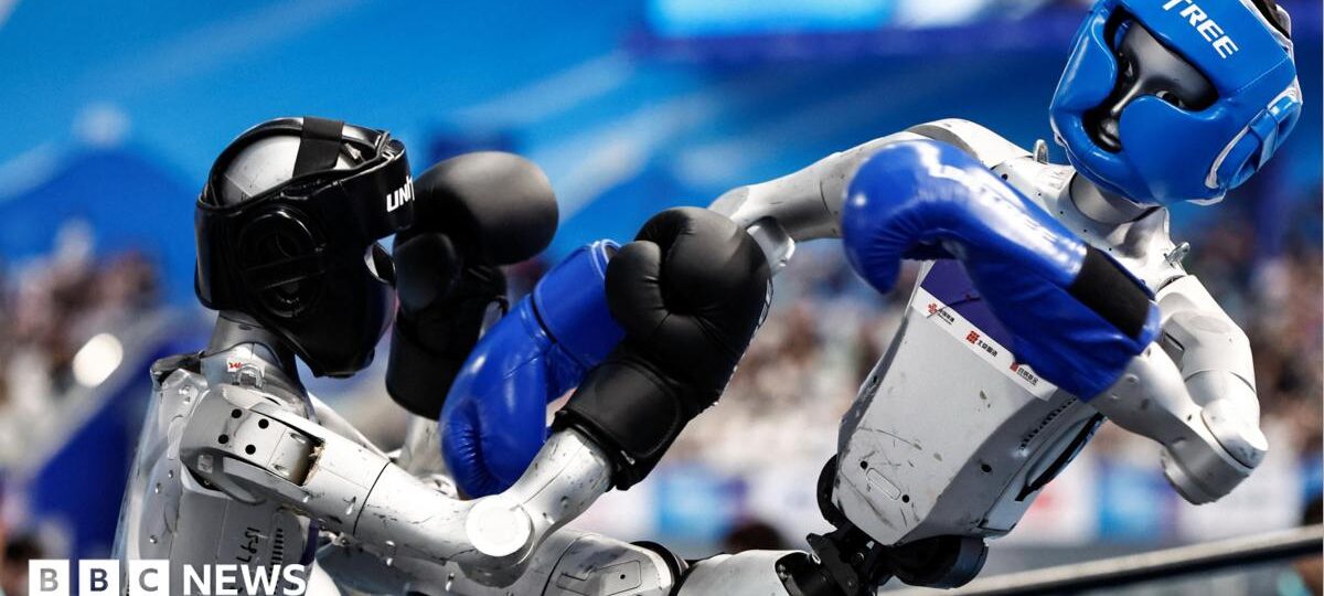 Robots compete in boxing, football and sprinting at World Humanoid Games