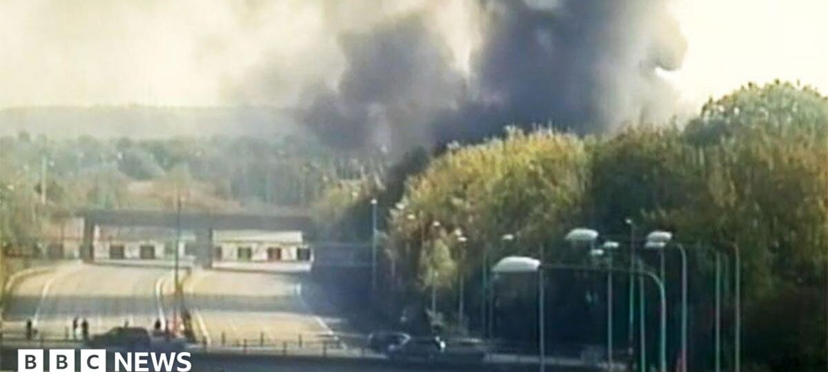 Risk of explosion at warehouse fire closes M25