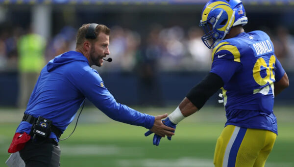 Aaron Donald works out with Rams' Braden Fiske