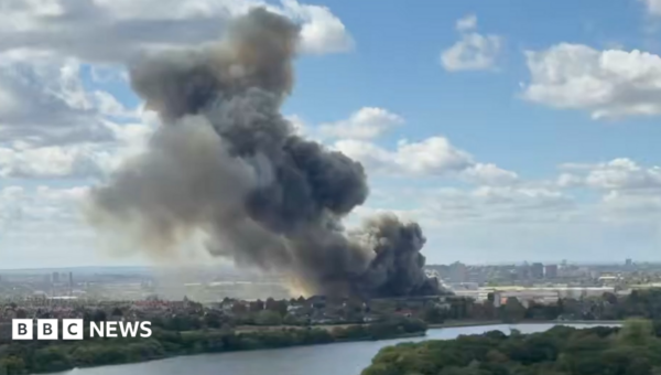 Huge waste facility fire shuts Tube and train lines
