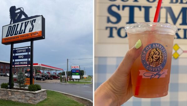 I visited Dolly's Tennessean Travel Stop. From the coffee shop to the bathroom, it was a whole Dolly Parton universe.