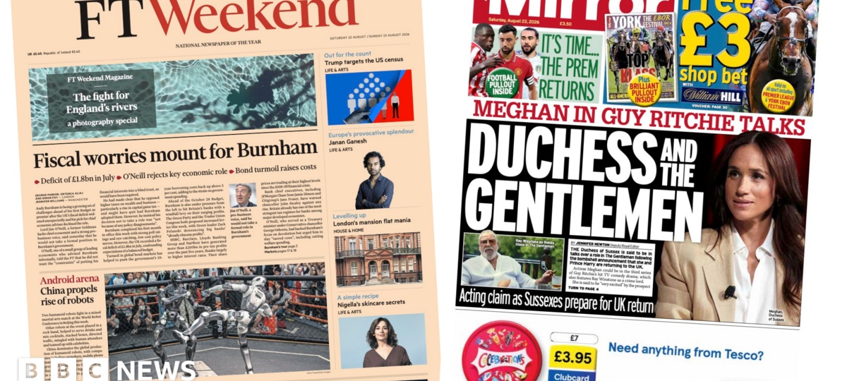 The Papers: 'Fiscal worries mount' and 'Meghan in Guy Ritchie talks'