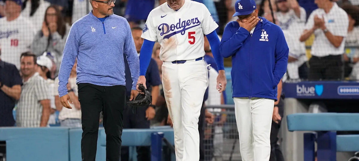 Dodgers' Freddie Freeman somehow avoids serious injury in frightening fall into visitors' dugout