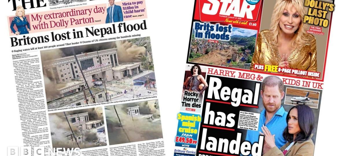 The Papers: 'Britons lost in Nepal flood' and 'Regal had landed'