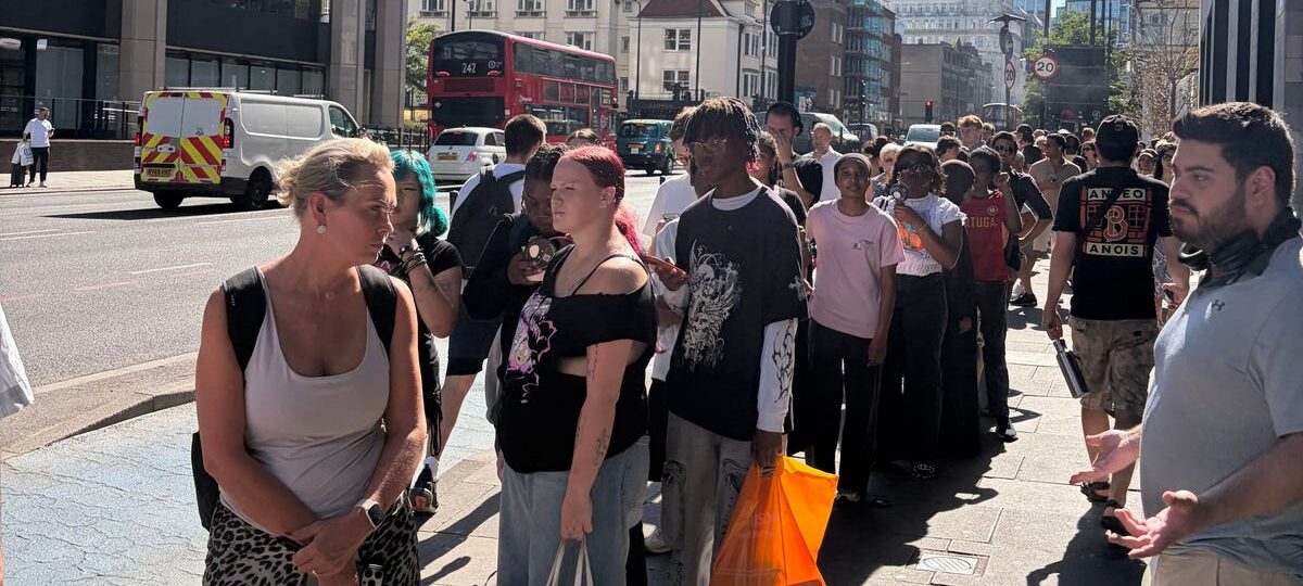 The hottest thing to do in London today is wait in line for solar eclipse glasses