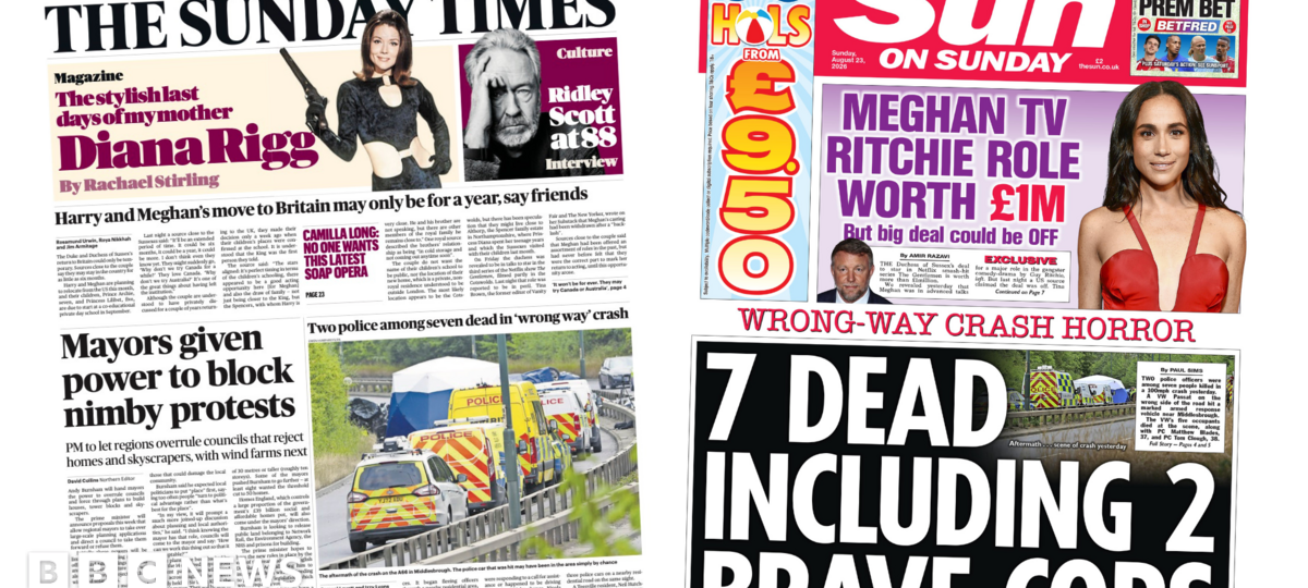 The Papers: 'Power to block nimby protests' and Meghan 'deal could be off'