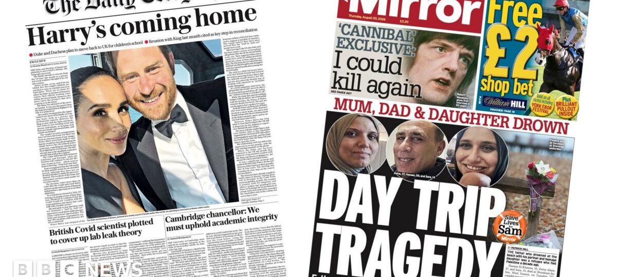 'Harry's coming home' and 'Day trip tragedy'
