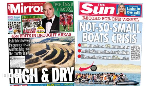 The Papers: ’45m Brits in drought’ and a ‘Not-so-small boats crisis’