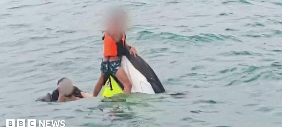 Moment family rescued after 16 hours floating on jet ski off Thailand