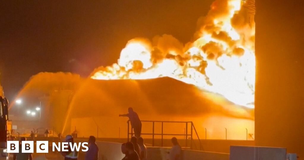 Watch: Huge blaze after attack on petrol tank in Libya