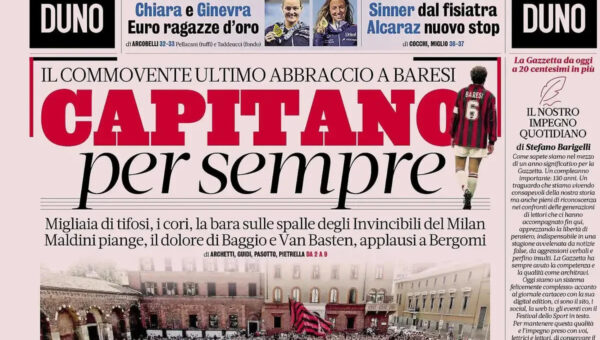 Today’s Papers: Baresi funeral, Inter reserve Romero, Bournemouth 10-1 Genoa