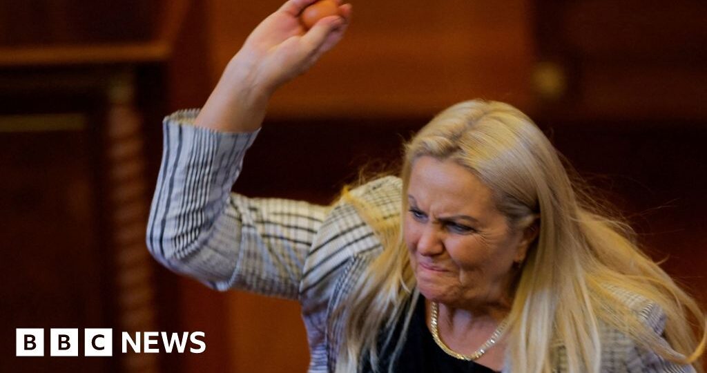 Watch: Moment opposition MP throws eggs at Kosovo's acting PM