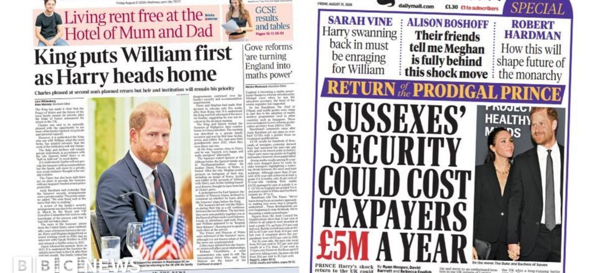 Newspaper review: 'King puts William first' and Harry security could cost public '£5m a year'