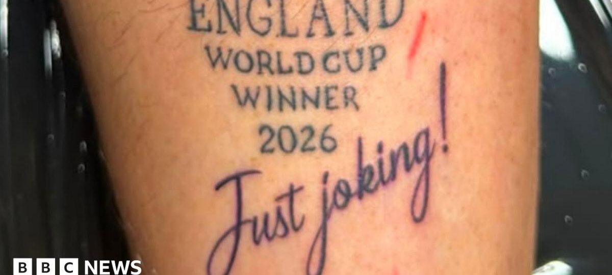 Fan adds 'just joking' to England World Cup win tattoo
