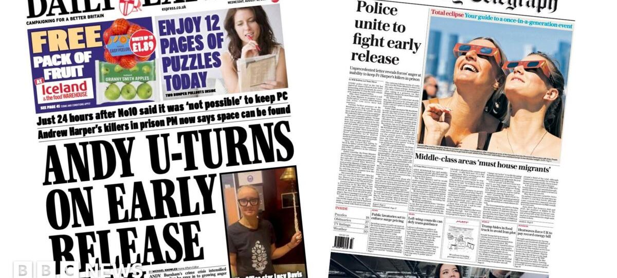 The Papers: 'Andy U-turns on early release' and 'Hunt on for eclipse glasses'
