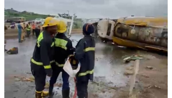 Fire agency recovers two bodies as tanker summersaults in Ibadan [PHOTO]
