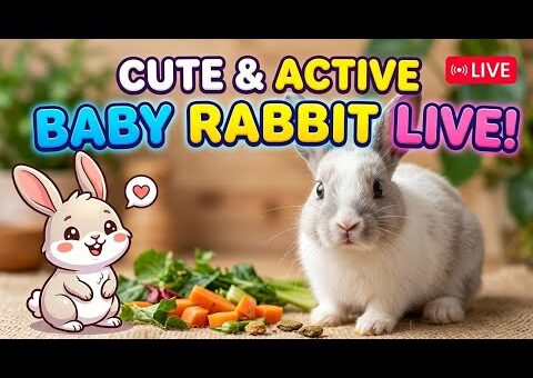 BABY RABBIT LIVE 🐰 | Cute & Active Bunny Playing, Eating & Exploring