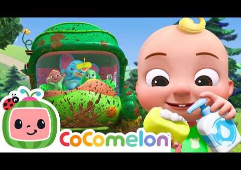 Bus Wash Song and Wheels on the Animal Bus | CoComelon Nursery Rhymes & Kids Songs
