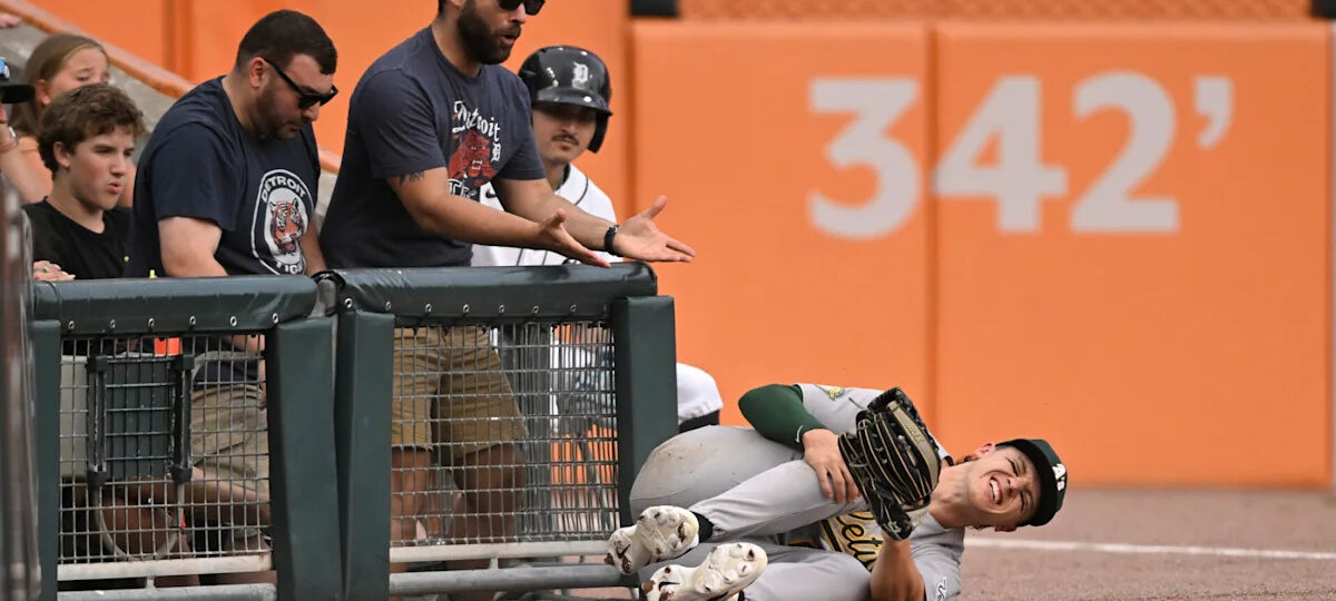 A’s outfielder Zack Gelof sues Tigers for damages after right knee slammed into Comerica Park fence in 2025