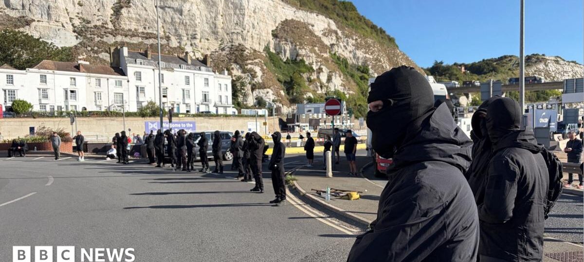 Masked protesters block access at Port of Dover