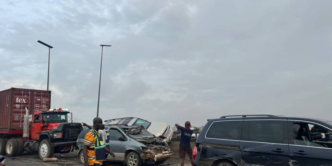 Container truck loses control, crashes into six vehicles on Kara bridge in Lagos