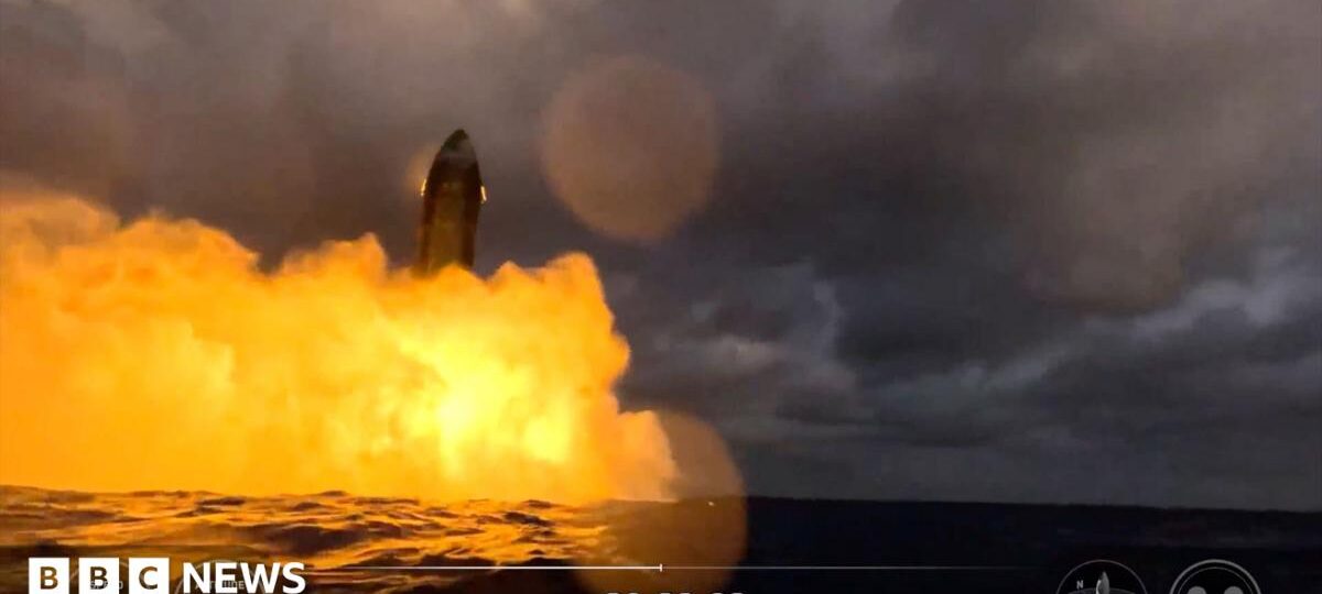 Watch: Starship splashdown ends in fireball