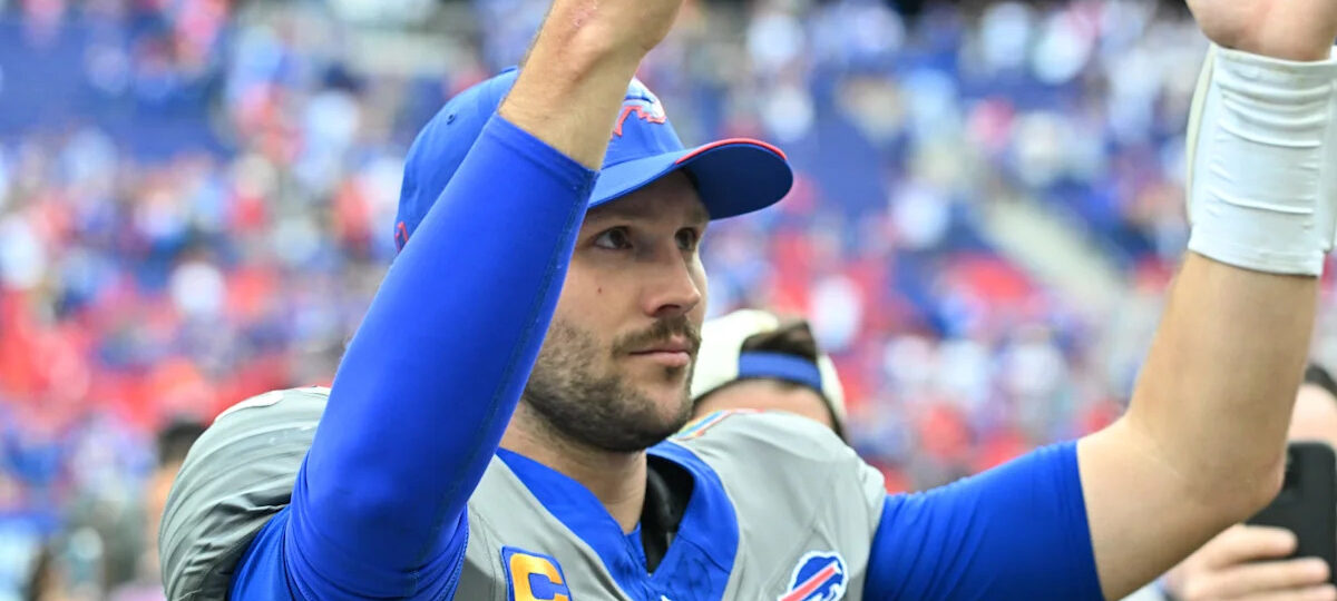 Josh Allen had a classic Josh Allen reaction at podium post-Chargers win