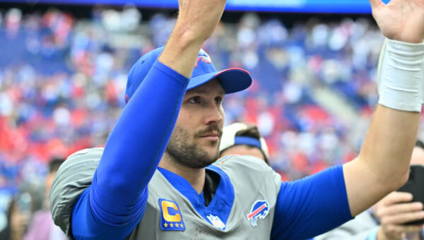 Josh Allen had a classic Josh Allen reaction at podium post-Chargers win