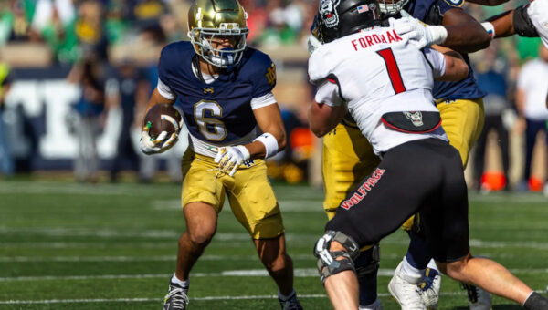 Watch Notre Dame’s Jordan Faison with a 30-yard catch-and-run