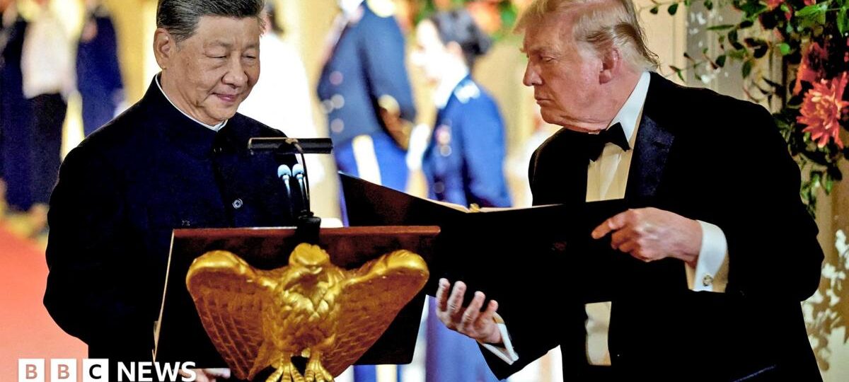 US and China must act as responsible powers together, Xi says as Trump toasts friendship at state dinner