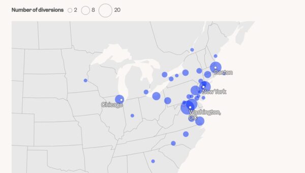 Mapped: The 165 flights diverted during air traffic chaos when a fiber-optic cable was accidentally cut