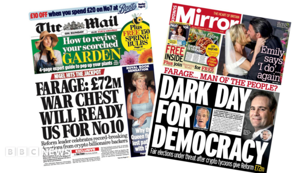 The Papers: ‘Nigel hits the jackpot’ and ‘Dark day for democracy’