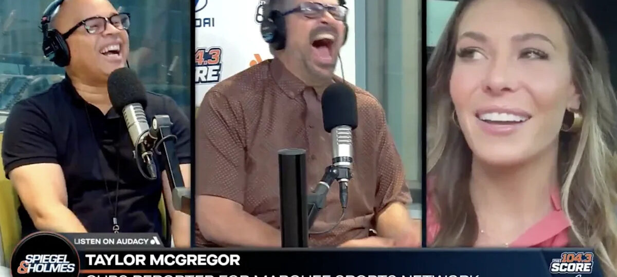 Taylor McGregor gets yelled at by security guard during live interview