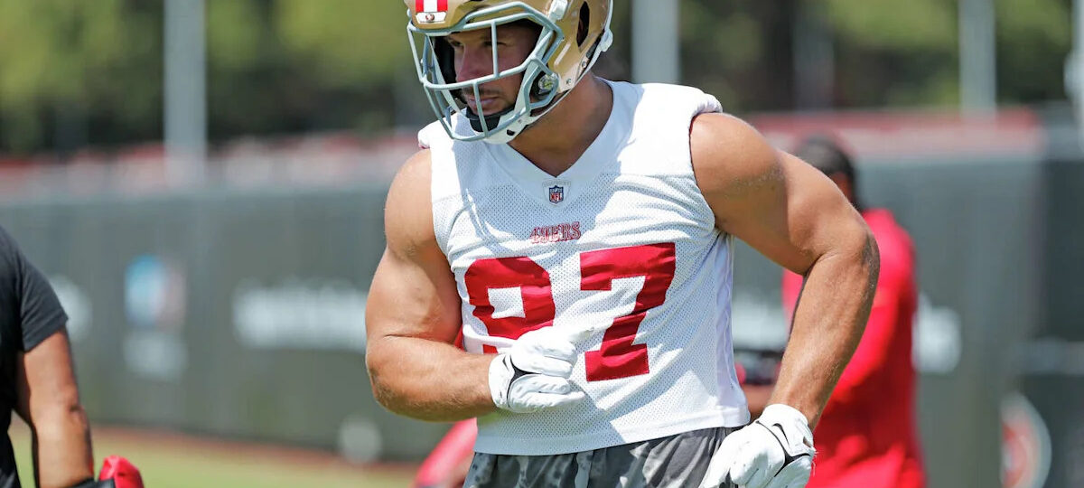 49ers defensive end Nick Bosa misses practice with calf, knee concerns