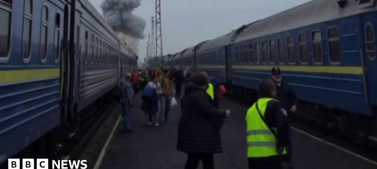 Russia struck train near Poland border shortly after Boris Johnson and top European officials passed through