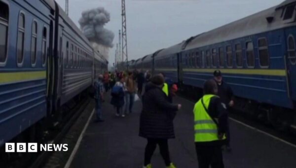 Russia struck train near Poland border shortly after Boris Johnson and top European officials passed through