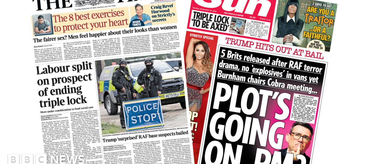 The Papers: 'Labour split on triple lock' and 'Plot's going on, PM?'