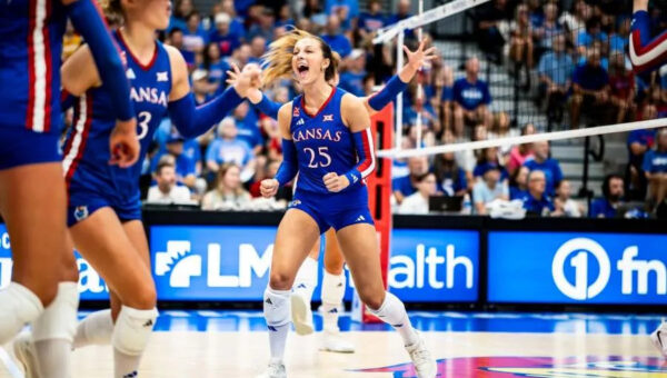 Kansas volleyball sweeps Wichita State in home opener