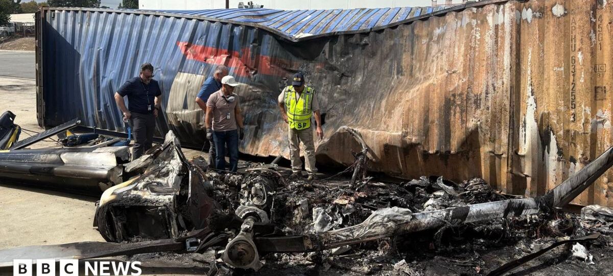 Photos show charred wreckage from deadly crash of news helicopter in LA