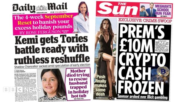 The Papers: ‘Kemi gets Tories battle ready’ and ‘Posh makes some dosh’