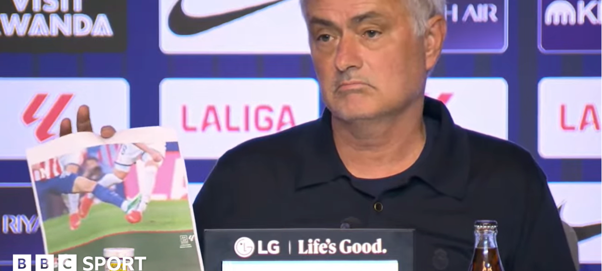 Mourinho prints out 'red card' incidents after Real lose derby