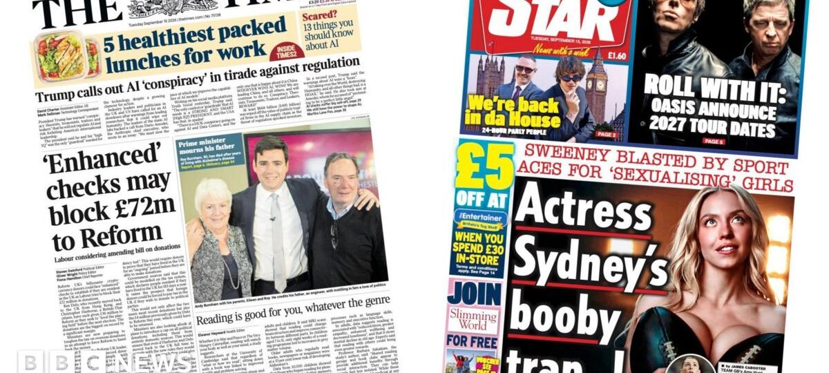 The Papers: Reform donors 'could face enhanced checks' and 'Sydney Sweeney blasted'