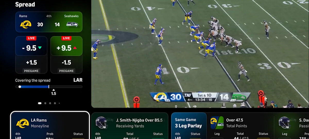 Prime Video’s Thursday Night Football broadcast includes a personalized bet tracking experience with FanDuel