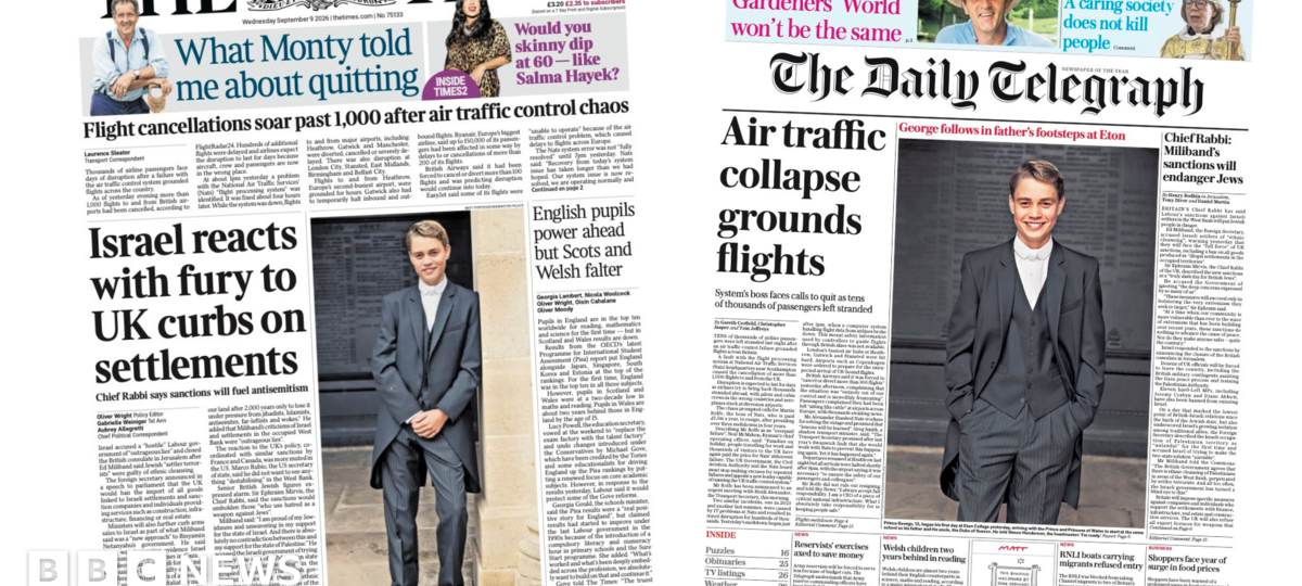 The Papers: 'Israel reacts with fury' and 'air traffic collapse'