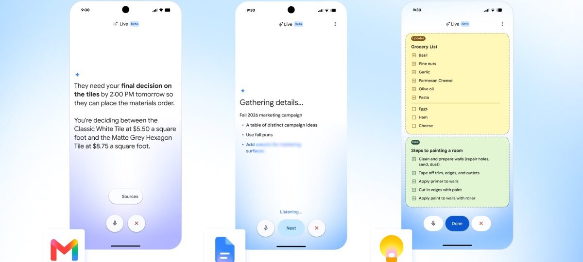 Google launches AI voice features in Gmail, Docs, and Keep