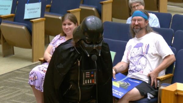 A Darth Vader costume, a poem, and droning noise: Americans get creative to protest Flock cameras and data centers