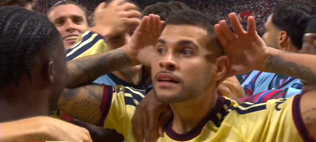 Watch: Bruno Guimaraes scores sensational goal to give Arsenal lead moments after incredible David Raya penalty save
