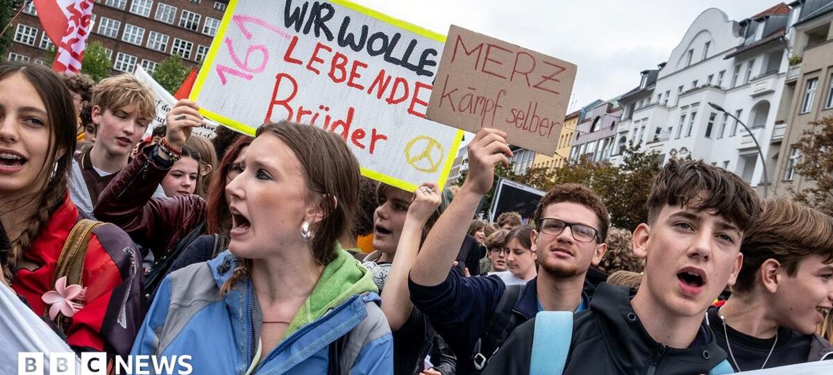 Students strike across Germany in protest against military service